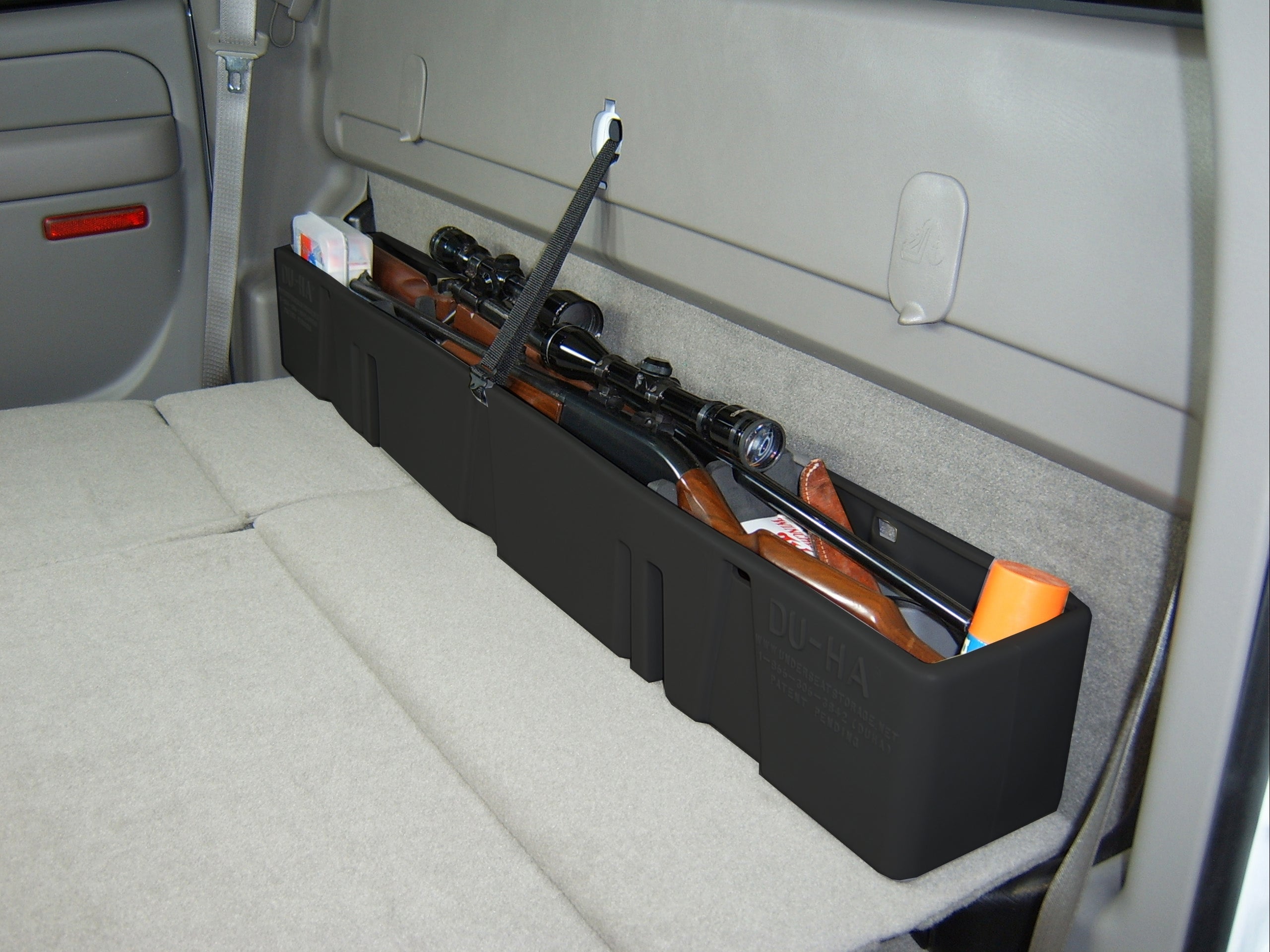 DÜHA behind-the-seat storage installed in a 2000-2007 Chevy Silverado / GMC Sierra HD Crew Cab