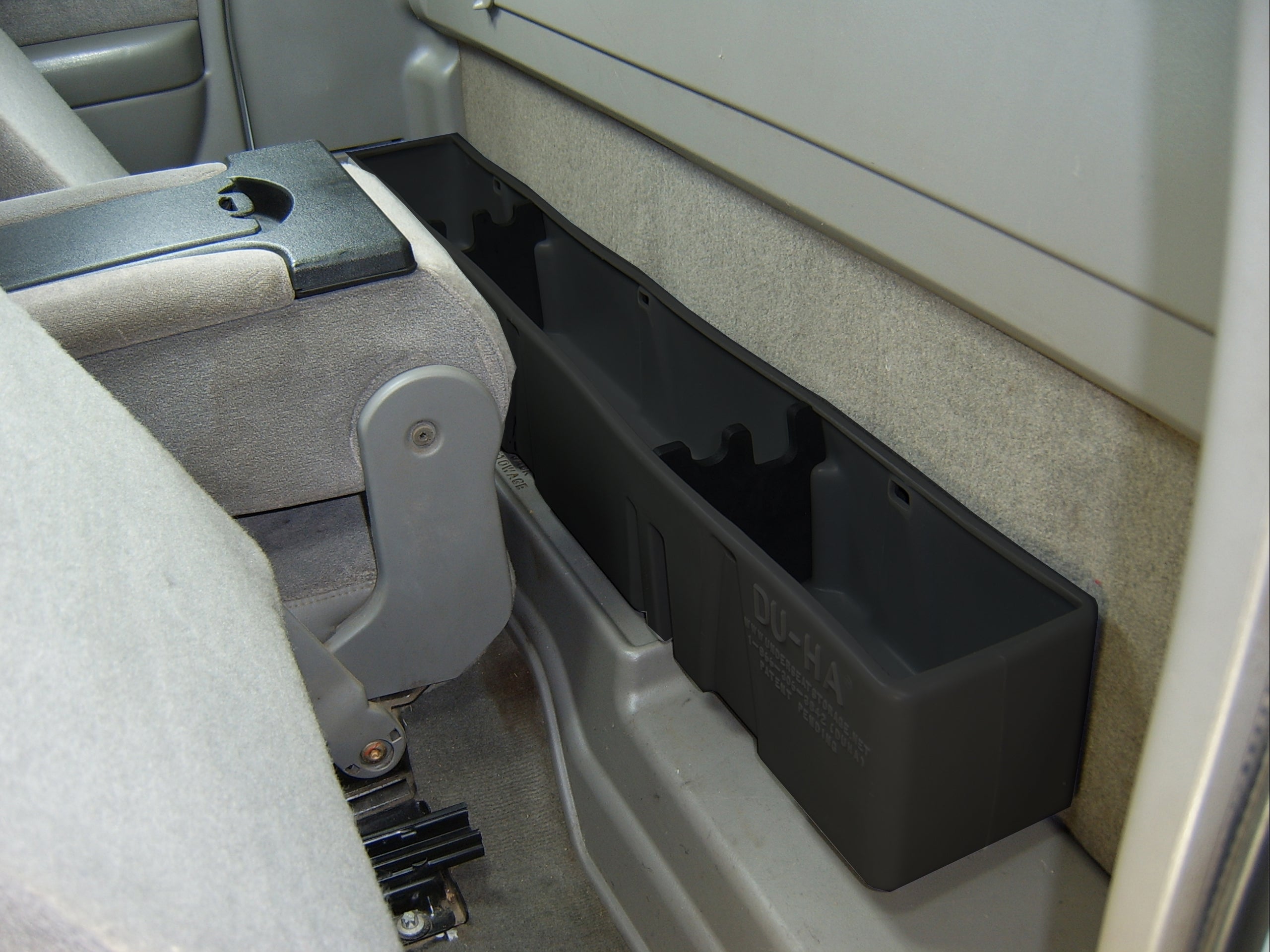 DÜHA behind-the-seat storage installed in a 1999-2007 Chevy Silverado / GMC Sierra Regular Cab (Classic)