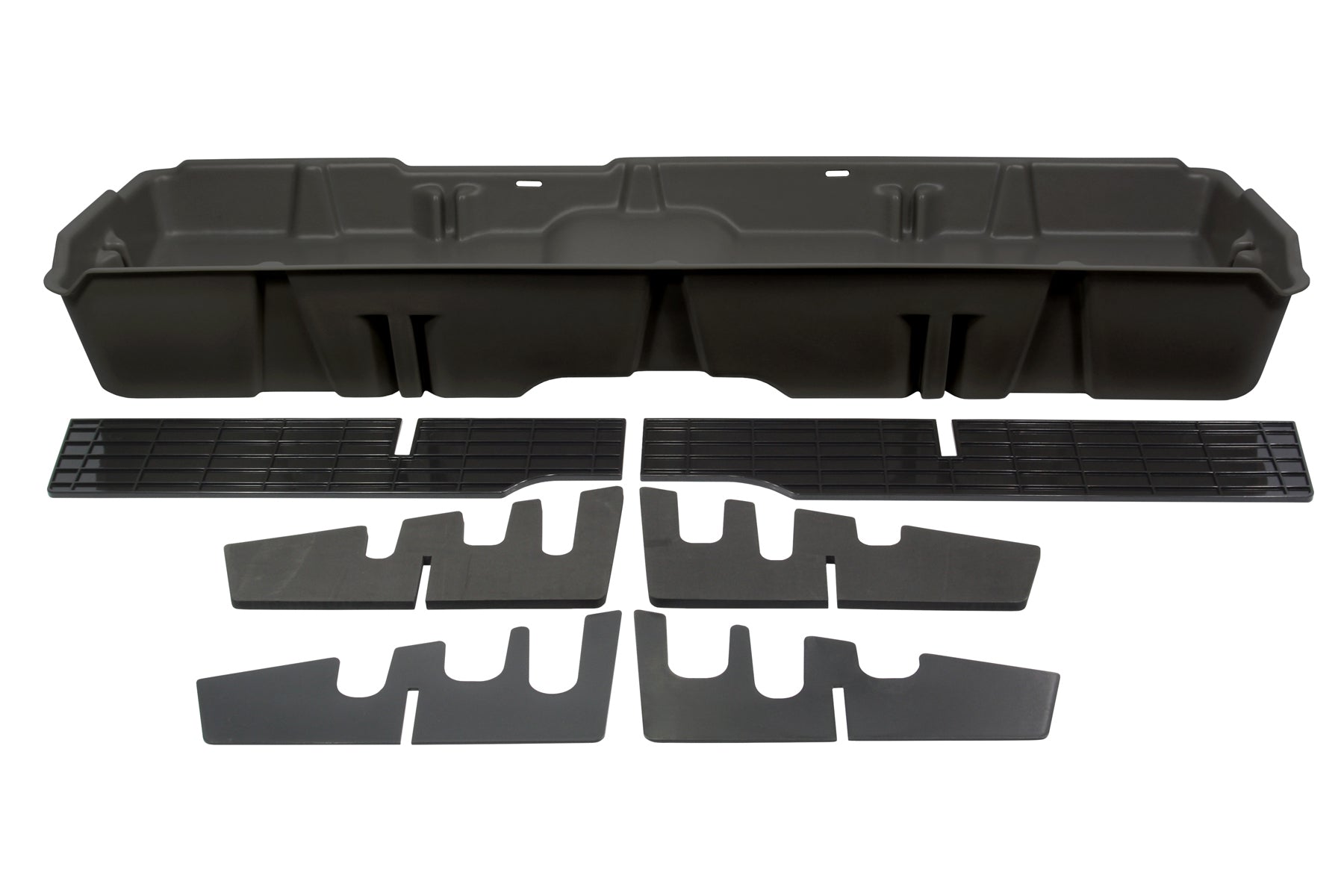 DÜHA under-seat storage installed in a 2007-2014 Chevy Silverado / GMC Sierra Crew Cab