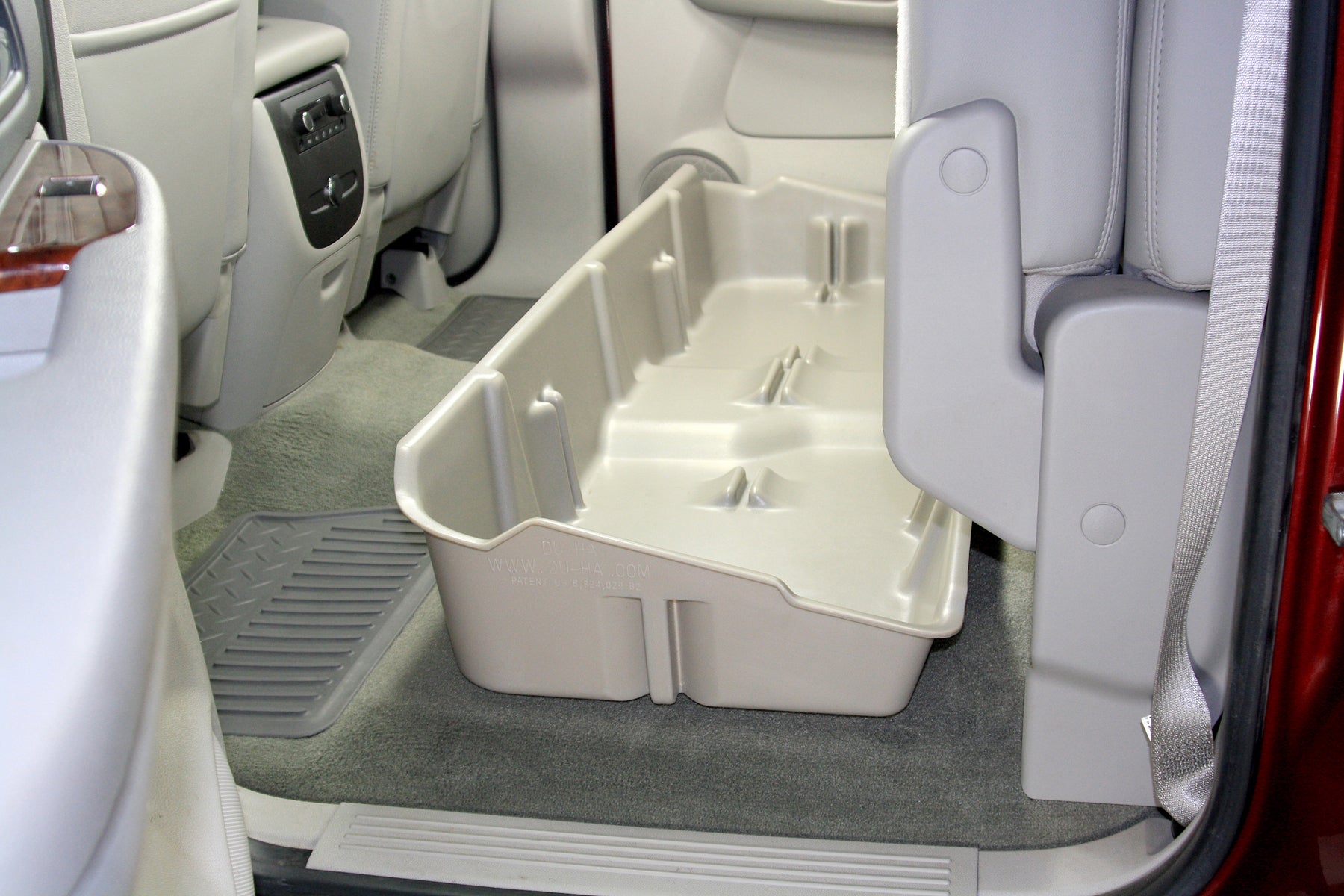 DÜHA under-seat storage installed in a 2007-2014 Chevy Silverado / GMC Sierra Crew Cab