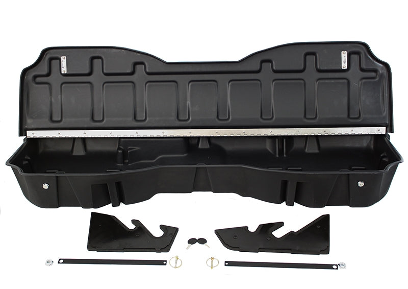 DÜHA lockable under-seat storage installed in a 2014-2019 Chevy Silverado / GMC Sierra Crew Cab