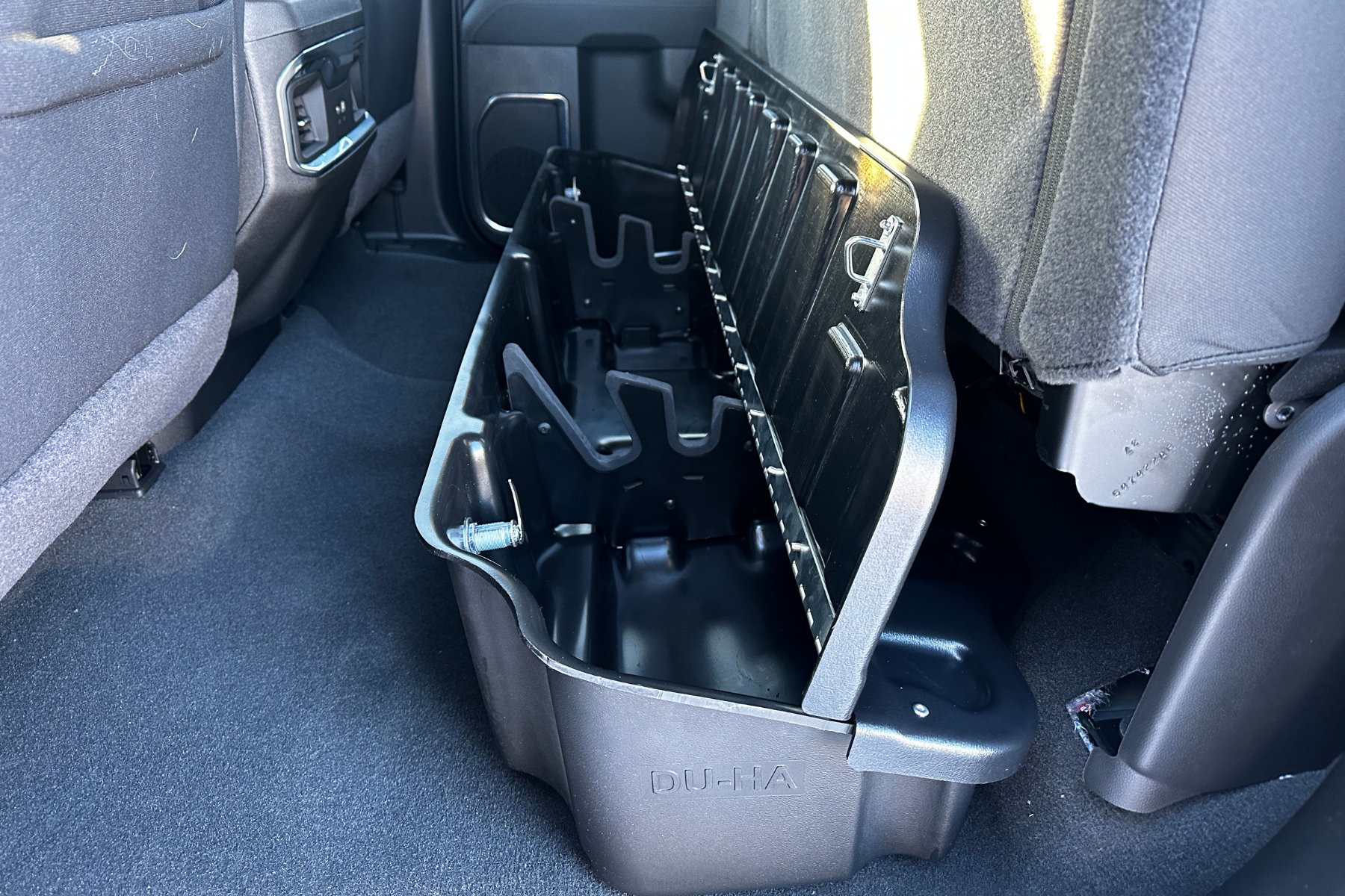 DÜHA Lockable Heavy-Duty Under Seat Storage fits 2019-2026 Chevy Silverado/GMC Sierra Light Duty & 2020-2026 Heavy Duty Double Cab | Heavy-Duty Back Seat Organizer, Includes 2 Keys