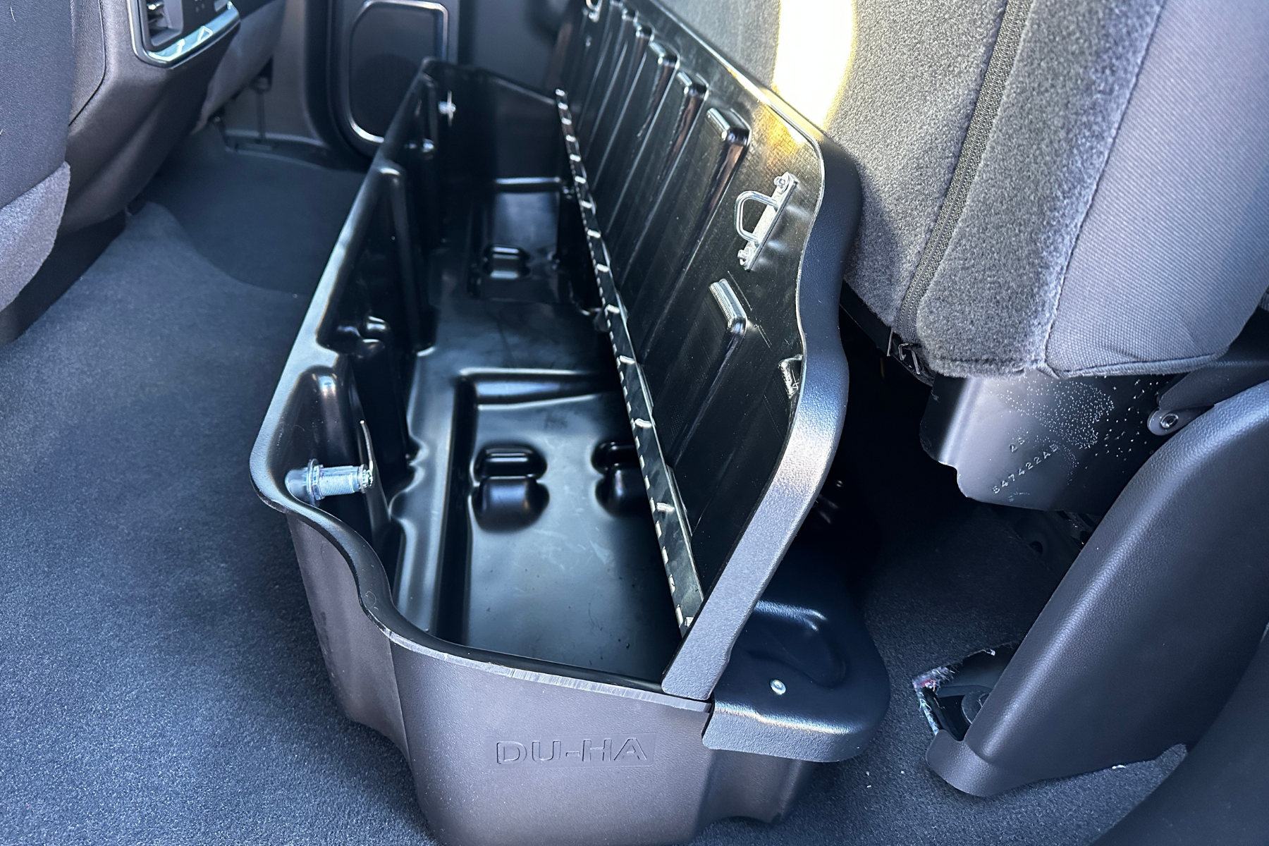 DÜHA Lockable Heavy-Duty Under Seat Storage fits 2019-2026 Chevy Silverado/GMC Sierra Light Duty & 2020-2026 Heavy Duty Double Cab | Heavy-Duty Back Seat Organizer, Includes 2 Keys