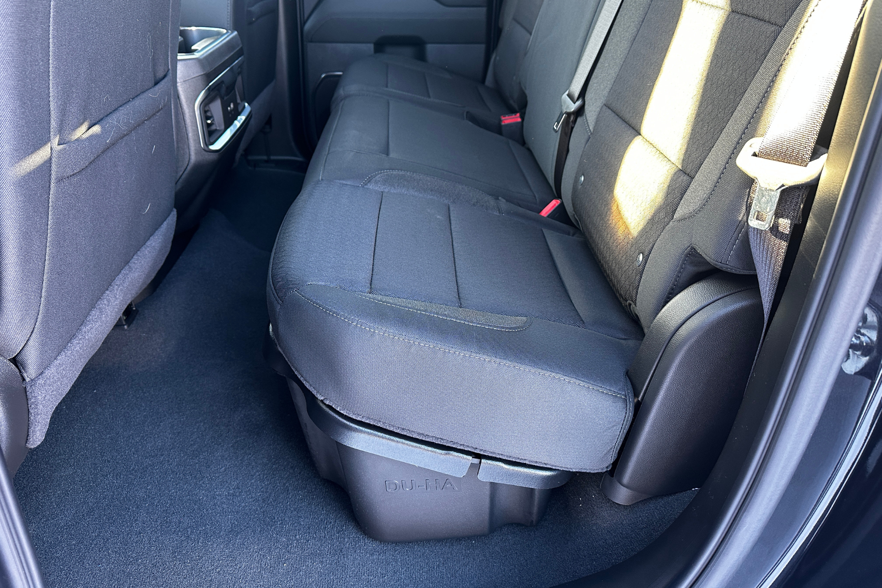 DÜHA Lockable Heavy-Duty Under Seat Storage fits 2019-2026 Chevy Silverado/GMC Sierra Light Duty & 2020-2026 Heavy Duty Double Cab | Heavy-Duty Back Seat Organizer, Includes 2 Keys