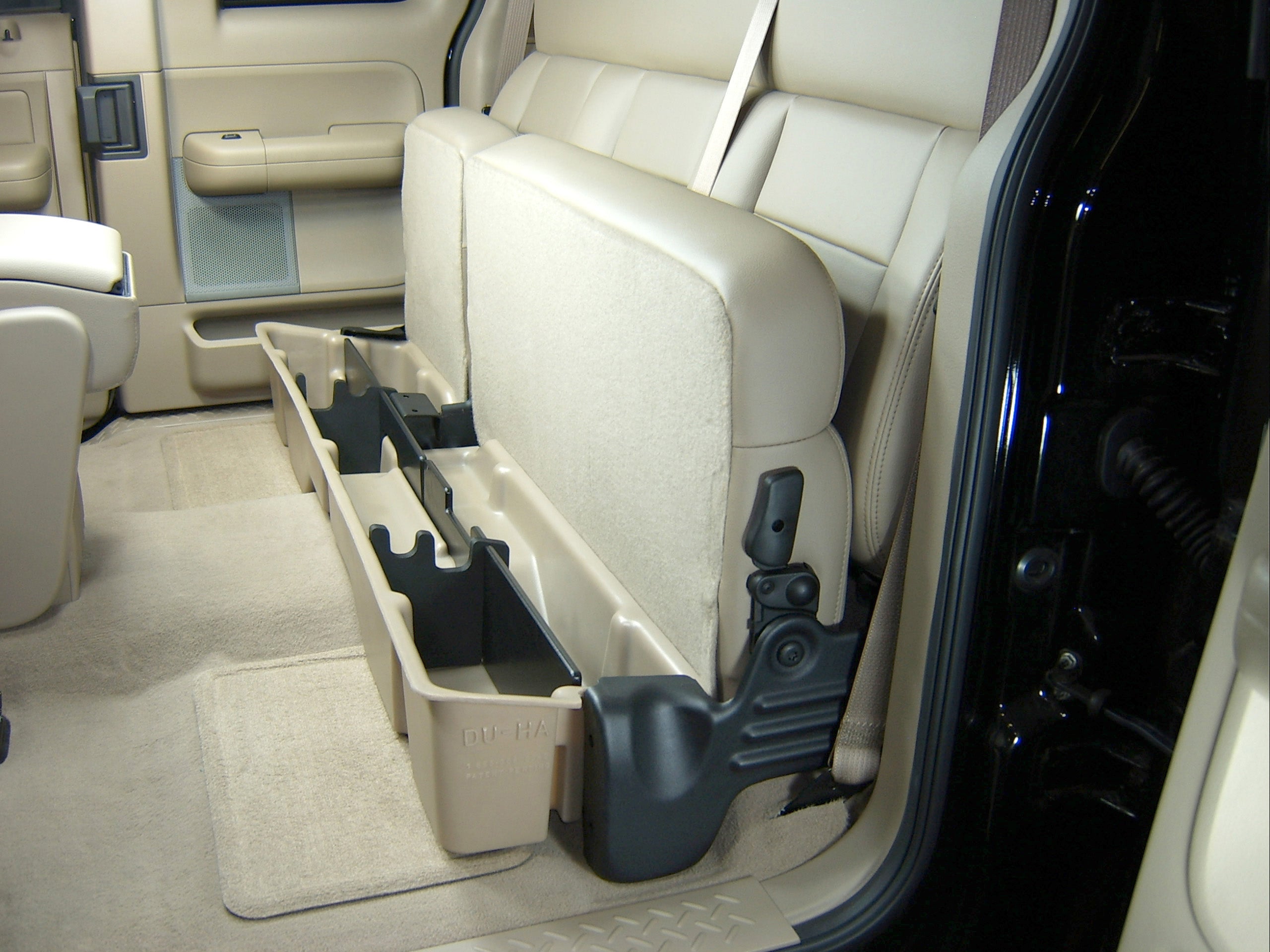 DÜHA Under Seat Storage fits 2004-2008 Ford F150 SuperCab & SuperCrew | Black Heavy-Duty Back Seat Organizer, Includes 2-Piece Dividers