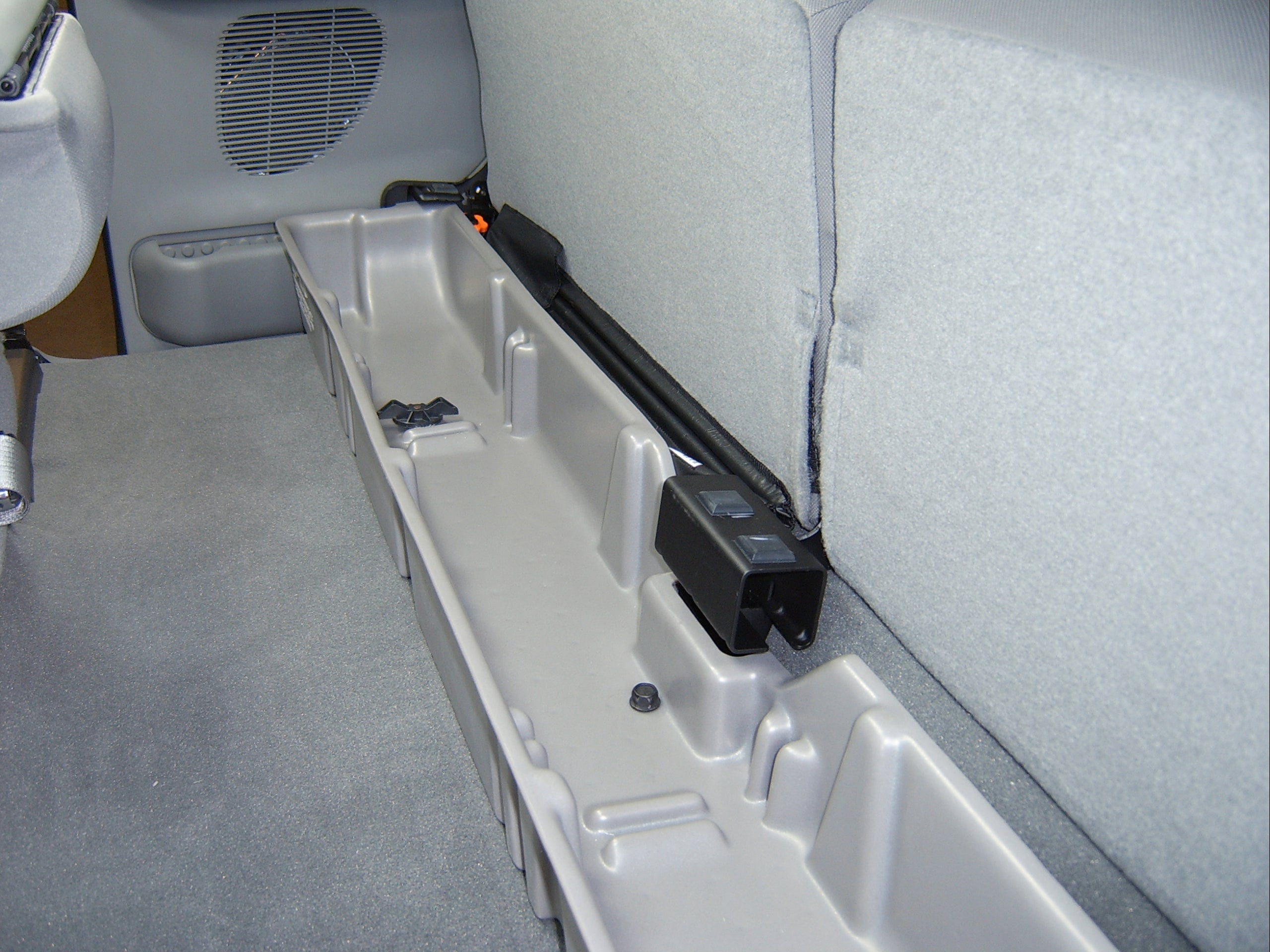 DÜHA Under Seat Storage fits 2000-2016 Ford F250 | F350 | F450 | F550 Super Duty SuperCab without Factory Subwoofer - Heavy-Duty Back Seat Organizer
