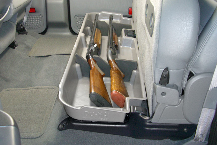 DÜHA Under Seat Storage fits 2003 - 2016 Ford F250 | F350 | F450 | F550 Super Duty Crew Cab with 60/40 Split Bench Seats Only | Black Heavy-Duty Back Seat Organizer