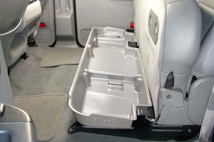 DÜHA Under Seat Storage fits 2003 - 2016 Ford F250 | F350 | F450 | F550 Super Duty Crew Cab with 60/40 Split Bench Seats Only | Black Heavy-Duty Back Seat Organizer