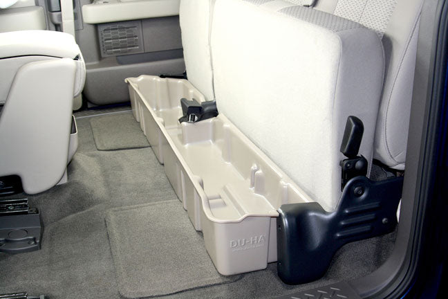 DÜHA Under Seat Storage fits 2009-2014 Ford F150 SuperCab without Factory Subwoofer - Heavy-Duty Back Seat Organizer