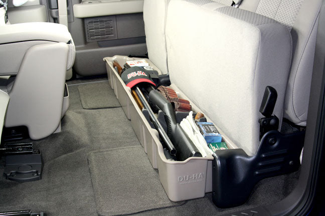 DÜHA Under Seat Storage fits 2009-2014 Ford F150 SuperCab without Factory Subwoofer - Heavy-Duty Back Seat Organizer