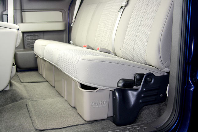DÜHA Under Seat Storage fits 2009-2014 Ford F150 SuperCab without Factory Subwoofer - Heavy-Duty Back Seat Organizer