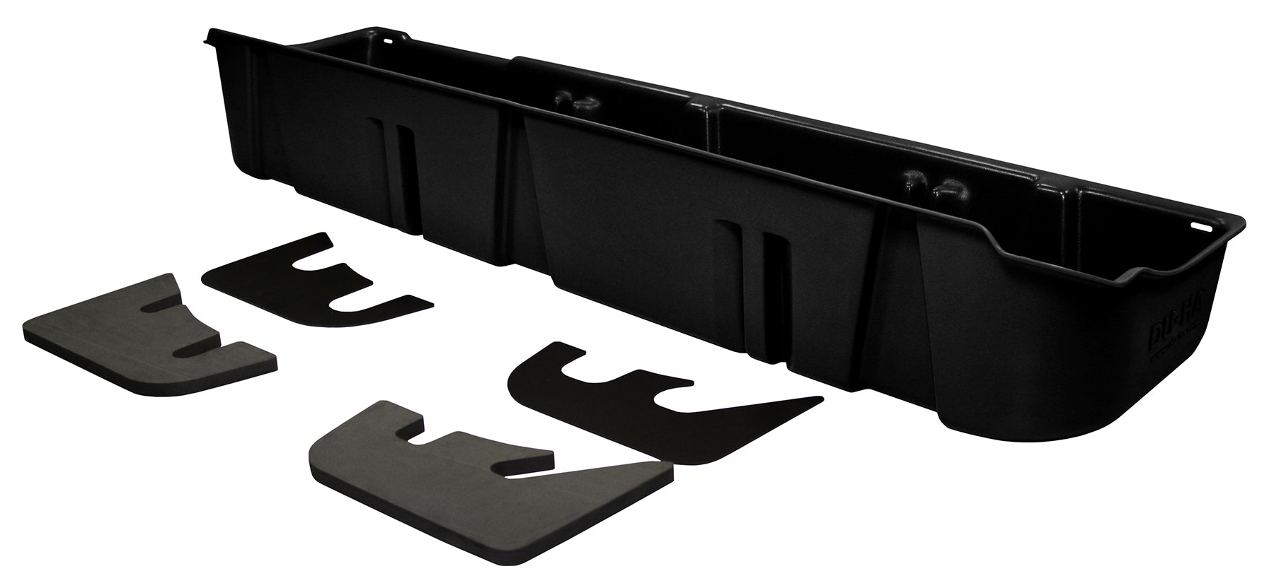 DÜHA Under Seat Storage fits 2009-2014 Ford F150 SuperCrew with Factory Subwoofer | Black Heavy-Duty Back Seat Organizer, Includes 2-Piece Dividers