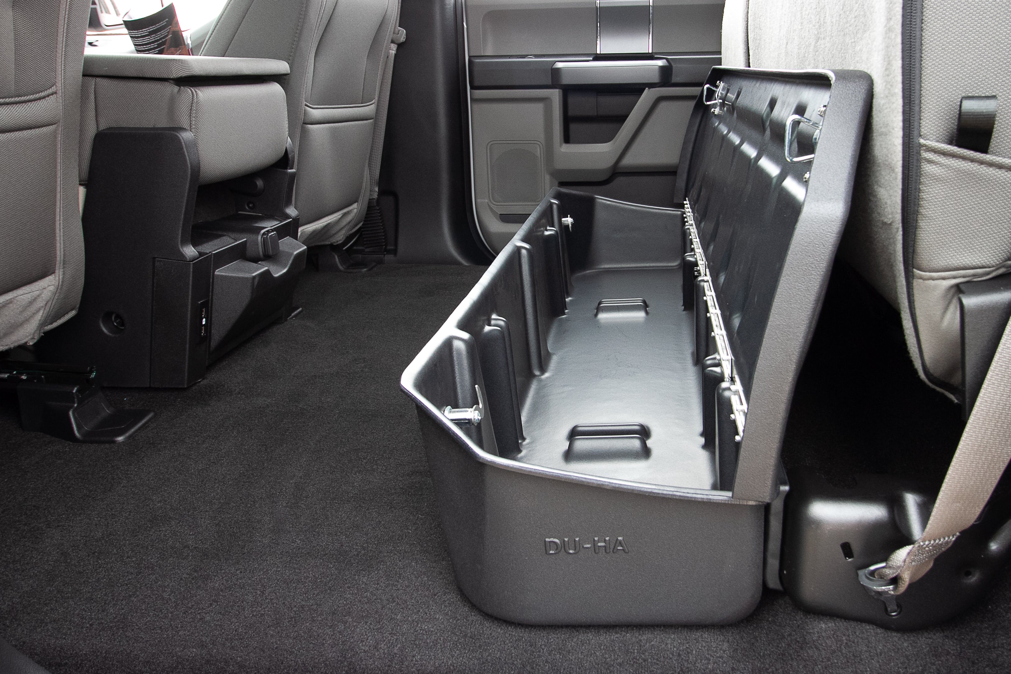 DÜHA Lockable Under Seat Storage Lockbox, Includes 2 Keys for 2015-2026 Ford F150 Super Crew Cab & 2017-2026 F250 F350 F450 F550 Super Duty Crew Cab
