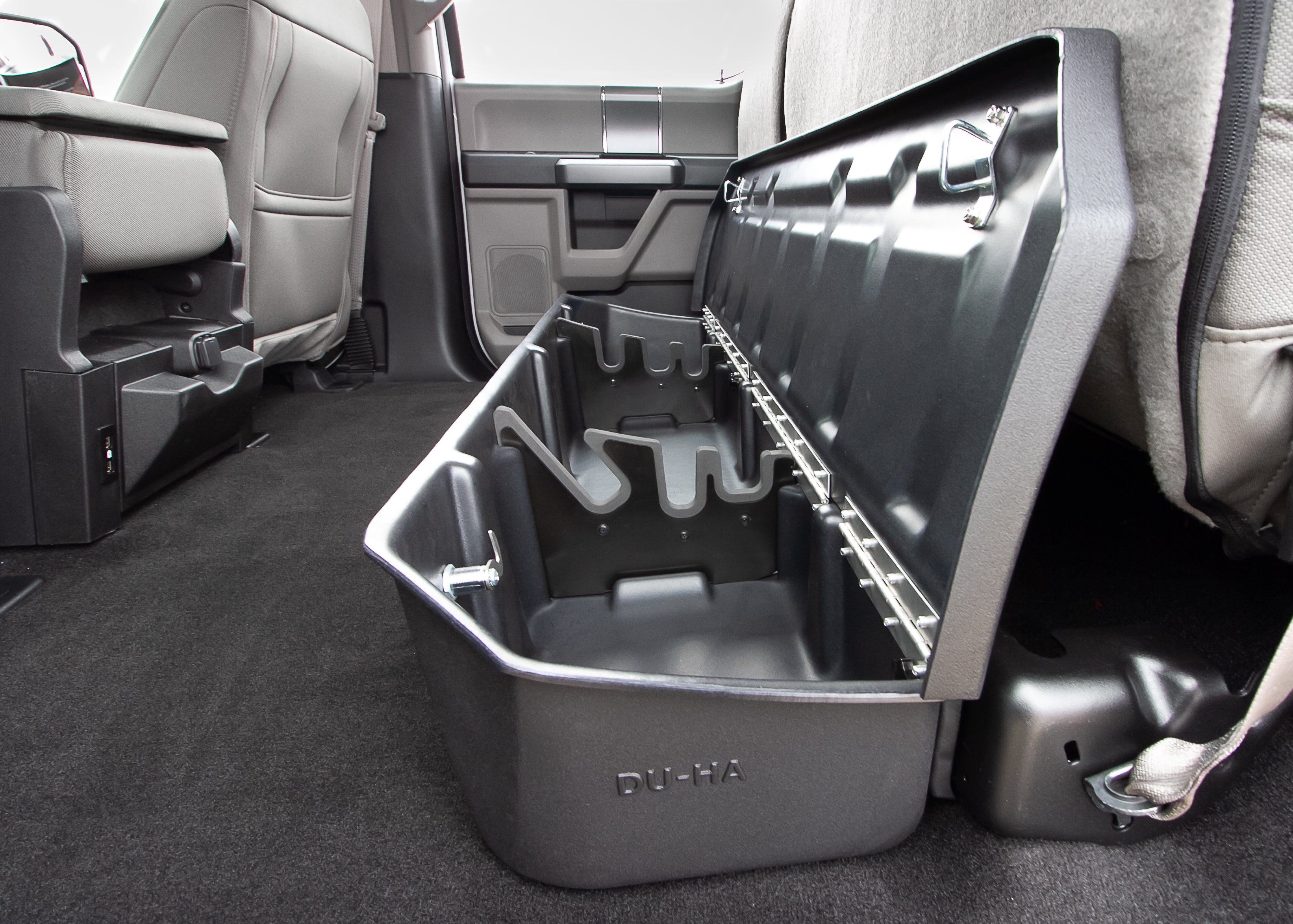 DÜHA Lockable Under Seat Storage Lockbox, Includes 2 Keys for 2015-2026 Ford F150 Super Crew Cab & 2017-2026 F250 F350 F450 F550 Super Duty Crew Cab