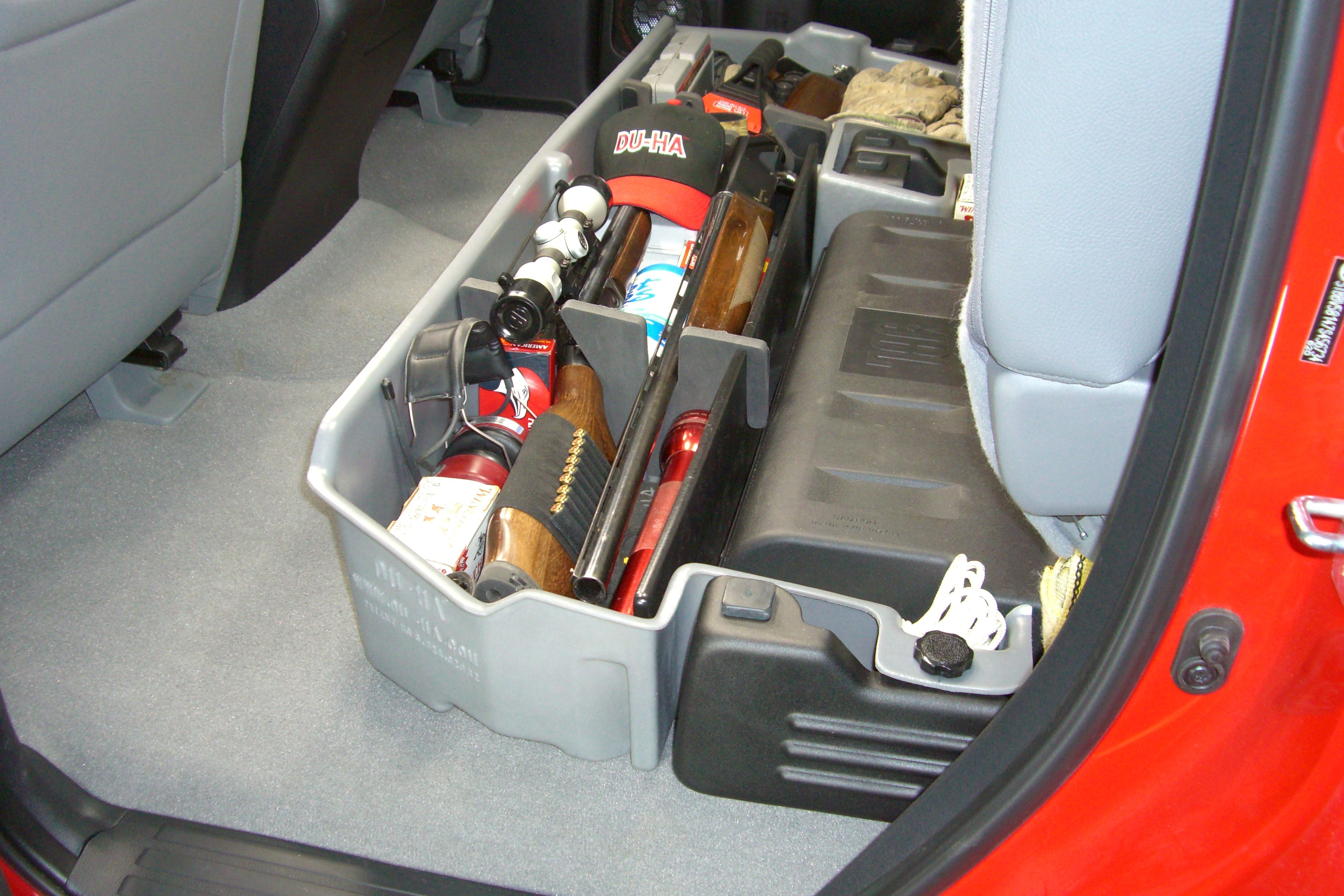 DÜHA Under Seat Storage fits 2007-2021 Toyota Tundra Double Cab with Factory Subwoofer | Black Heavy-Duty Back Seat Organizer