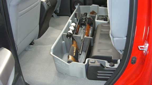DÜHA Under Seat Storage fits 2007-2021 Toyota Tundra Double Cab with Factory Subwoofer | Black Heavy-Duty Back Seat Organizer