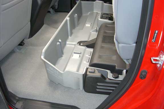 DÜHA Under Seat Storage fits 2007-2021 Toyota Tundra Double Cab with Factory Subwoofer | Black Heavy-Duty Back Seat Organizer