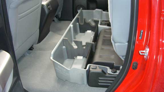 DÜHA Under Seat Storage fits 2007-2021 Toyota Tundra Double Cab with Factory Subwoofer | Black Heavy-Duty Back Seat Organizer