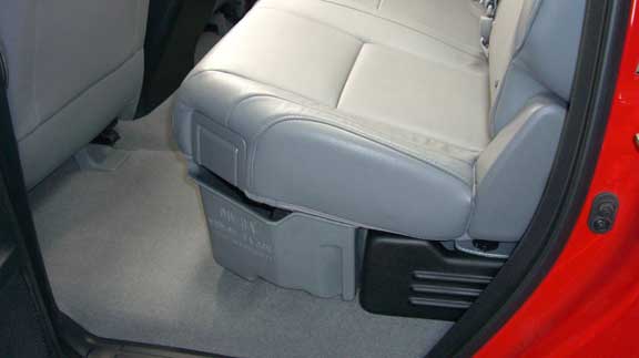 DÜHA Under Seat Storage fits 2007-2021 Toyota Tundra Double Cab with Factory Subwoofer | Black Heavy-Duty Back Seat Organizer