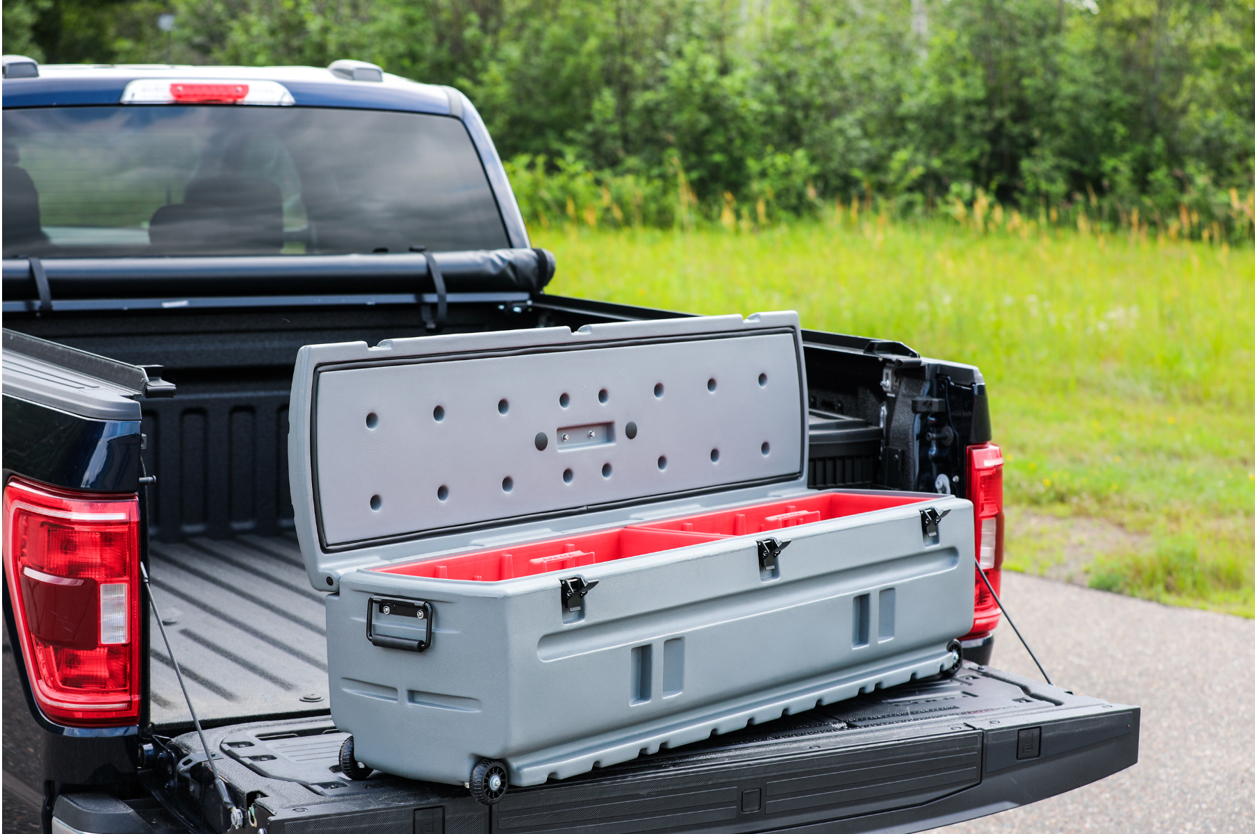 DÜHA Tote Gun and Gear Truck Storage Box | Heavy-Duty, Portable Rolling Toolbox or Gun Case for SUV&