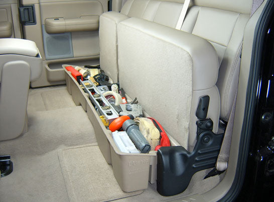 DÜHA Under Seat Storage fits 2004-2008 Ford F150 SuperCab & SuperCrew | Black Heavy-Duty Back Seat Organizer, Includes 2-Piece Dividers