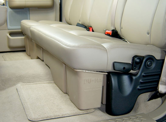 DÜHA Under Seat Storage fits 2004-2008 Ford F150 SuperCab & SuperCrew | Black Heavy-Duty Back Seat Organizer, Includes 2-Piece Dividers