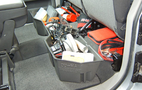 DÜHA Under Seat Storage fits 2004-2024 Nissan Titan King Cab & Crew Cab | Heavy-Duty Back Seat Multi Tool Organizer, Includes 2-Piece Dividers