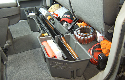 DÜHA Under Seat Storage fits 2004-2024 Nissan Titan King Cab & Crew Cab | Heavy-Duty Back Seat Multi Tool Organizer, Includes 2-Piece Dividers