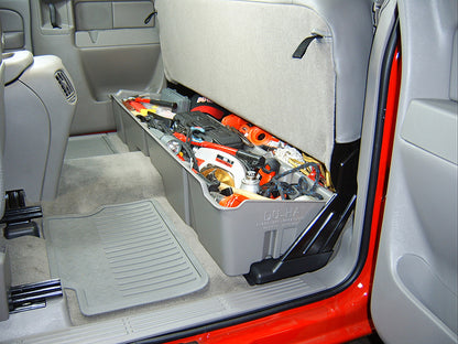 DÜHA under-seat storage installed in a 1999-2007 Chevy Silverado / GMC Sierra Extended Cab (Classic)