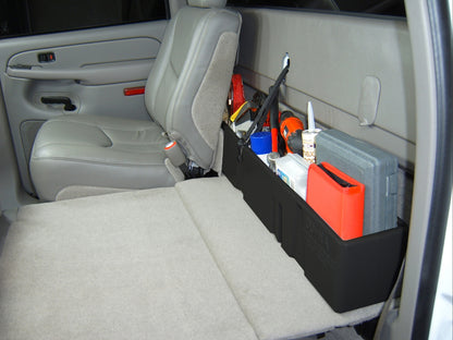 DÜHA behind-the-seat storage installed in a 2000-2007 Chevy Silverado / GMC Sierra HD Crew Cab