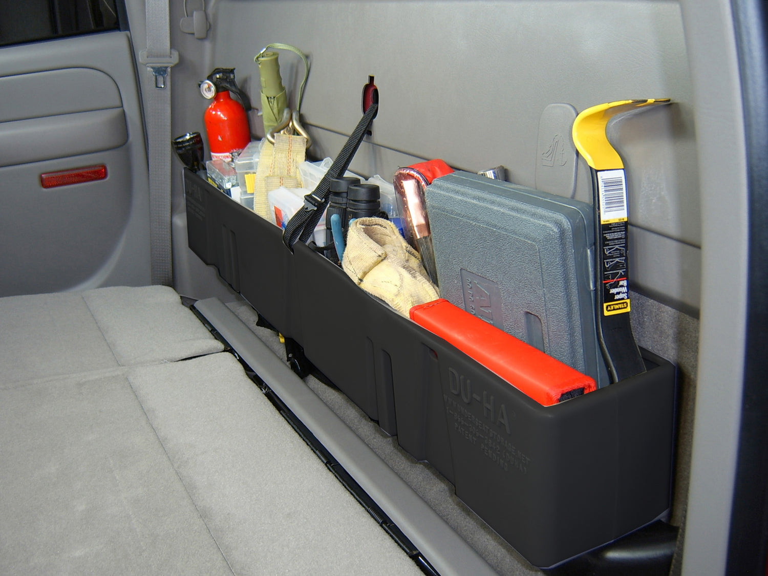 DÜHA Under Seat Storage Unit fits 04-07 Chevy Silverado/GMC Sierra 1500 Light Duty Crew Cab - Heavy-Duty Back Seat Organizer