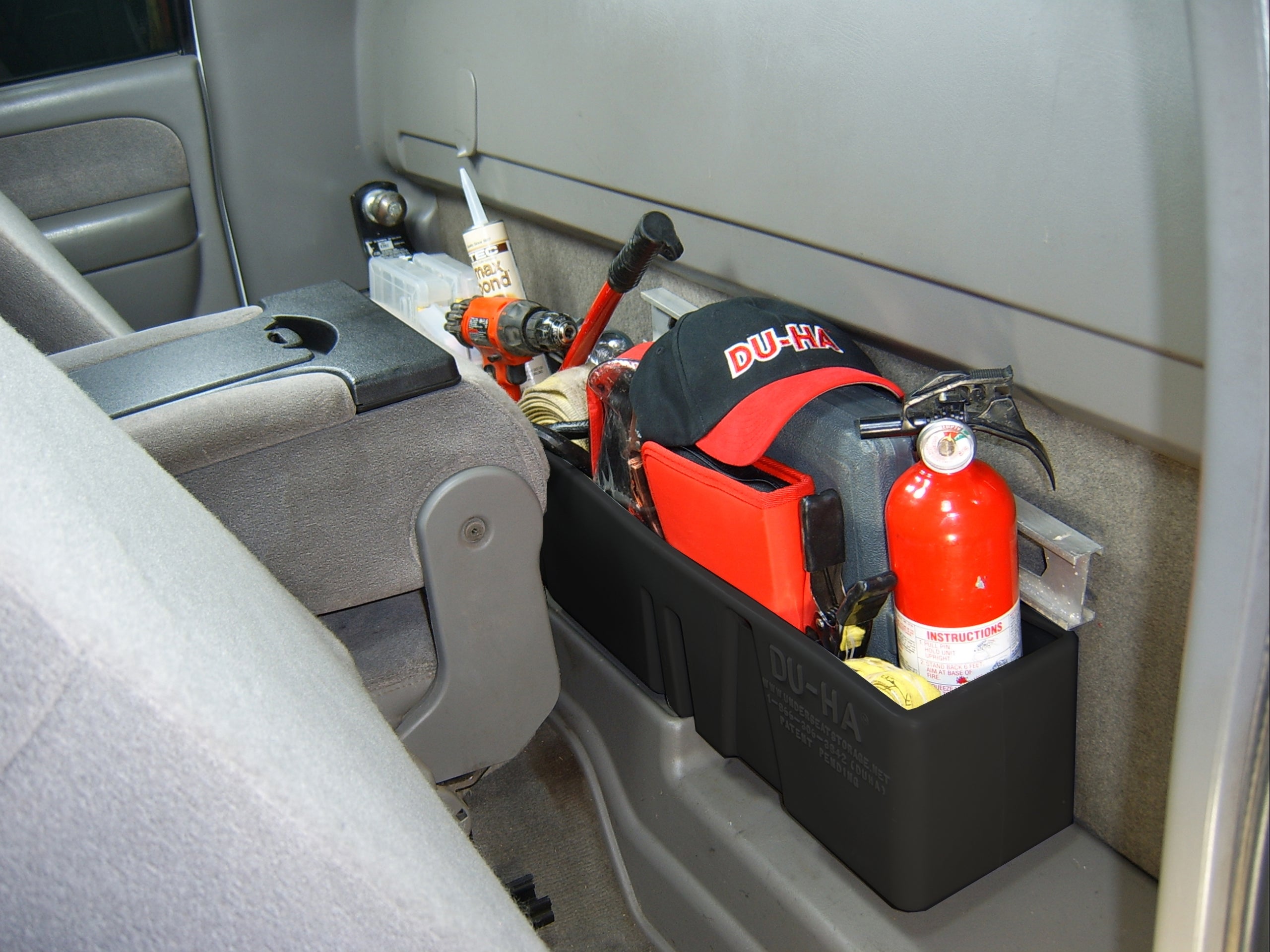 DÜHA behind-the-seat storage installed in a 1999-2007 Chevy Silverado / GMC Sierra Regular Cab (Classic)