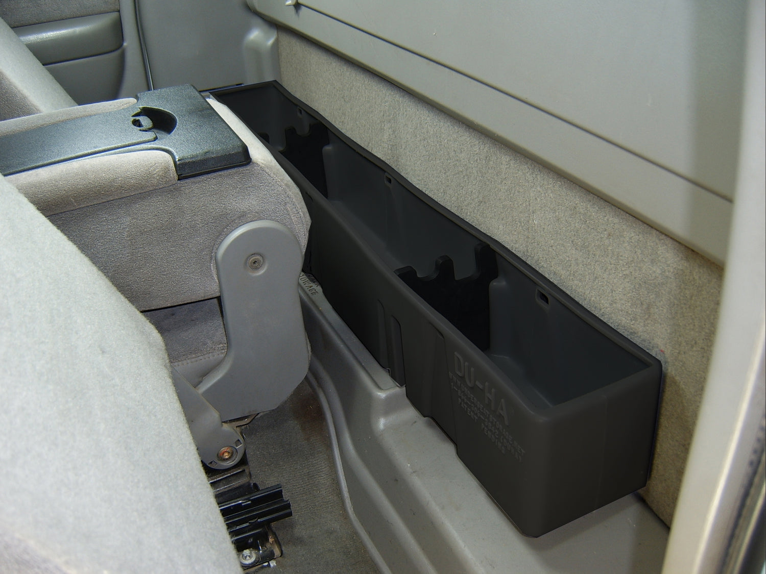 DÜHA behind-the-seat storage installed in a 1999-2007 Chevy Silverado / GMC Sierra Regular Cab (Classic)