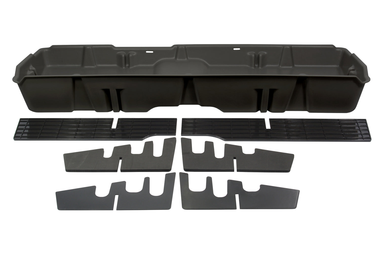 DÜHA under-seat storage installed in a 2007-2014 Chevy Silverado / GMC Sierra Crew Cab