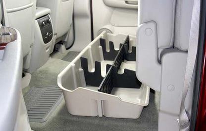 DÜHA under-seat storage installed in a 2007-2014 Chevy Silverado / GMC Sierra Crew Cab