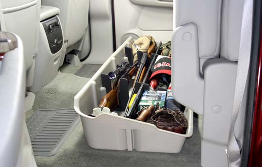 DÜHA under-seat storage installed in a 2007-2014 Chevy Silverado / GMC Sierra Crew Cab