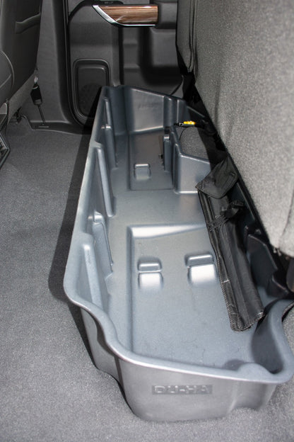 DÜHA Under Seat Storage fits 2019-2024 Chevy Silverado/GMC Sierra Light Duty &amp; 2020-2024 Heavy Duty Double Cab | Heavy-Duty Back Seat Organizer | Black 10420 Brown 10421