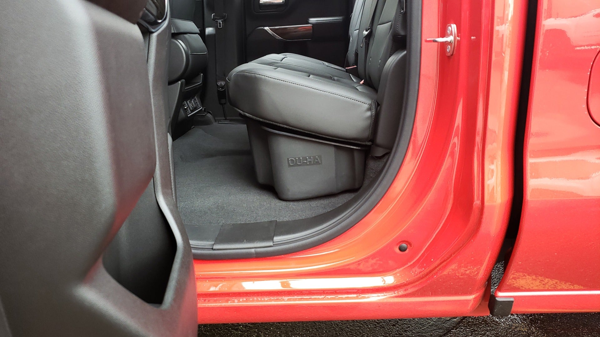 DÜHA Under Seat Storage fits 2019-2024 Chevy Silverado/GMC Sierra Light Duty &amp; 2020-2024 Heavy Duty Double Cab | Heavy-Duty Back Seat Organizer | Black 10420 Brown 10421