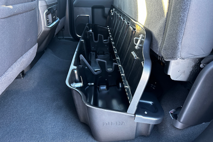 DÜHA Lockable Heavy-Duty Under Seat Storage fits 2019-2025 Chevy Silverado/GMC Sierra Light Duty &amp; 2020-2025 Heavy Duty Double Cab | Heavy-Duty Back Seat Organizer, Includes 2 Keys | Black 10430