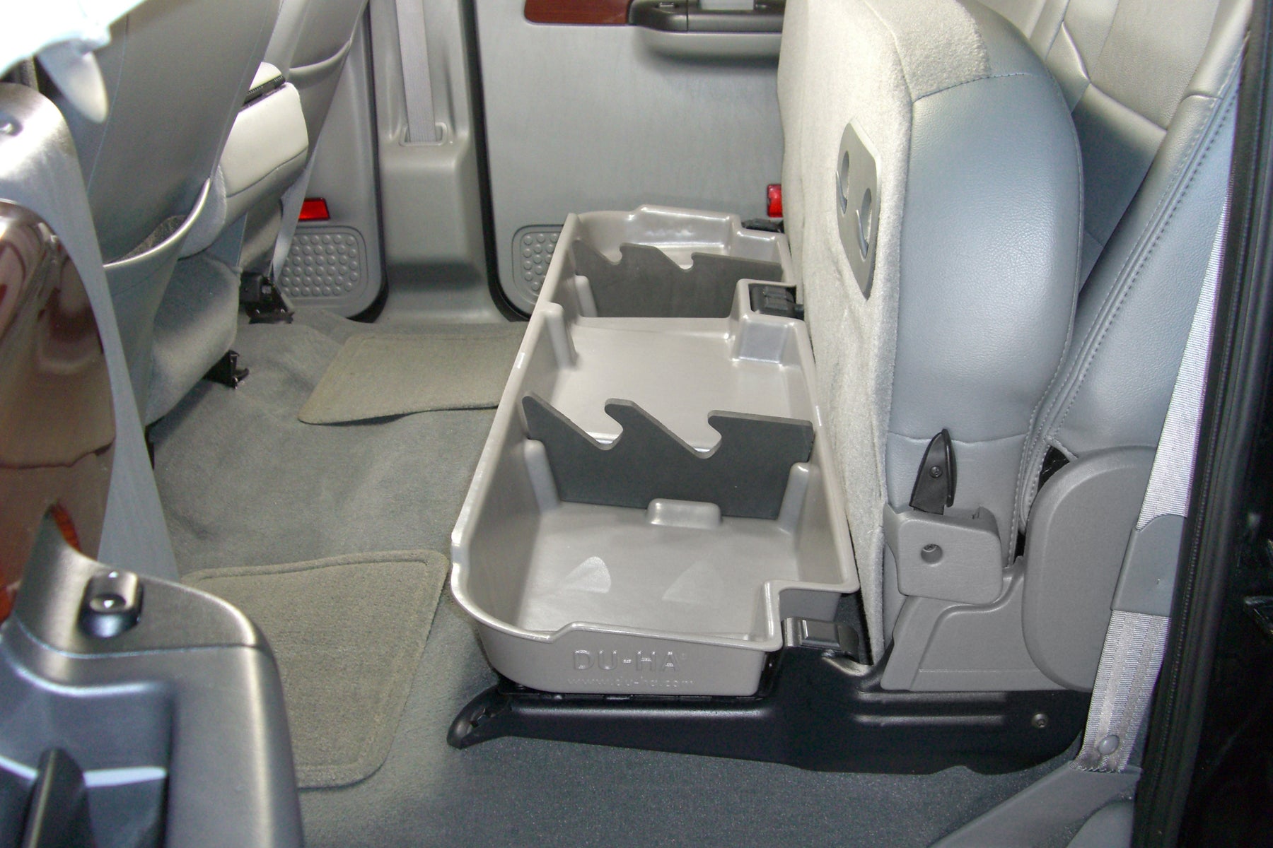 DÜHA Under Seat Storage fits 2003 - 2016 Ford F250 | F350 | F450 | F550 Super Duty Crew Cab with 60/40 Split Bench Seats Only | Black Heavy-Duty Back Seat Organizer
