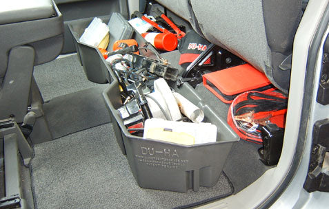 DÜHA Under Seat Storage fits 2004-2024 Nissan Titan King Cab &amp; Crew Cab |  Heavy-Duty Back Seat Multi Tool Organizer, Includes 2-Piece Dividers