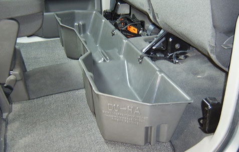 DÜHA Under Seat Storage fits 2004-2024 Nissan Titan King Cab & Crew Cab |  Heavy-Duty Back Seat Multi Tool Organizer, Includes 2-Piece Dividers